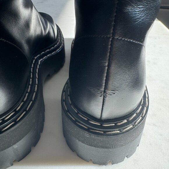 Proenza Schouler Black Chunky Leather Boot with Lug Sole and Zipper, Size 38 - Picture 10 of 15